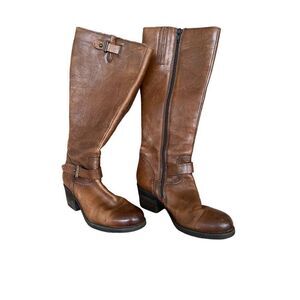 Clarks Womens Brown Leather Round Toe Block Heel Knee High Riding Boots Size 7.5